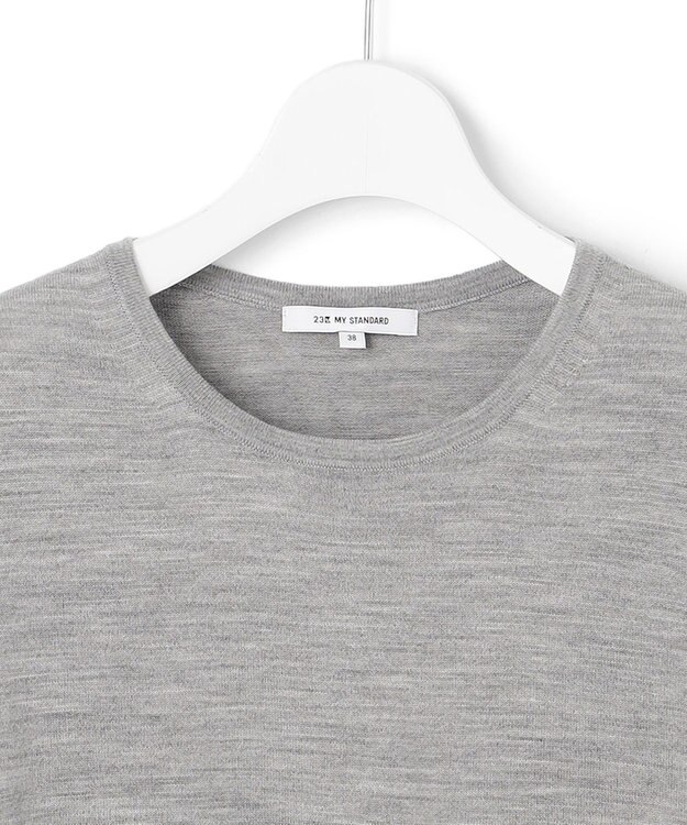 23区 【アンサンブル対応】サステナブルウール 半袖 ニット ライトグレー