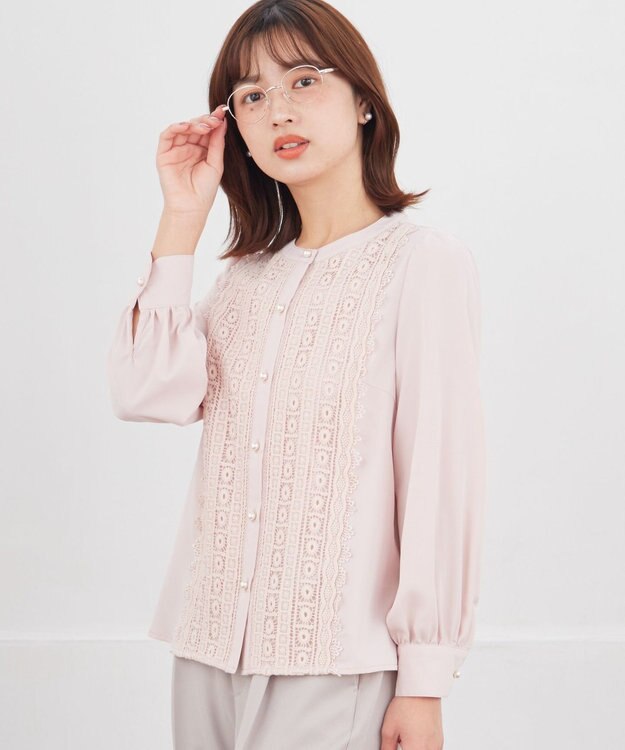 Tiaclasse L レースブラウス ライトピンク