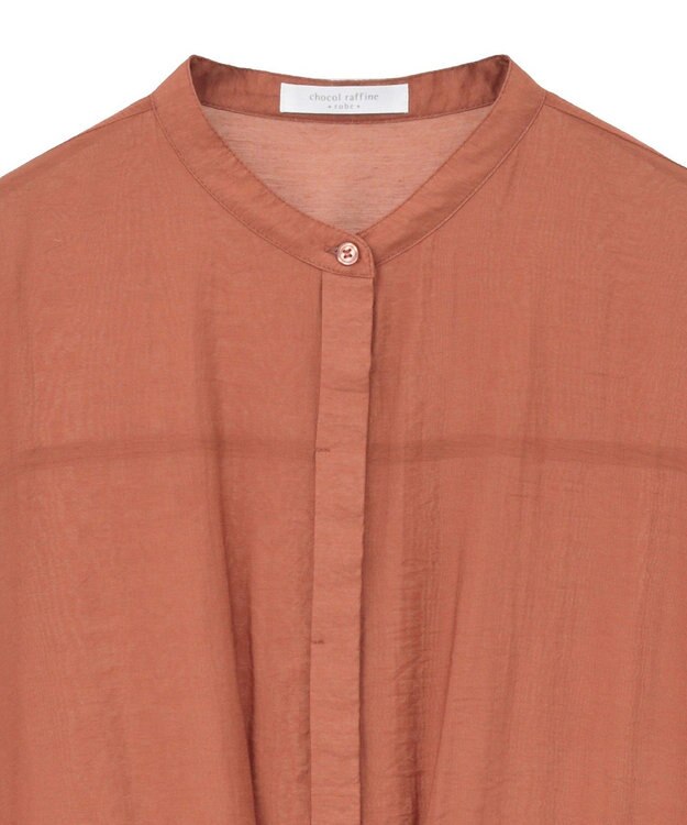 Green Parks バンドカラー比翼タック袖チュニック Terracotta