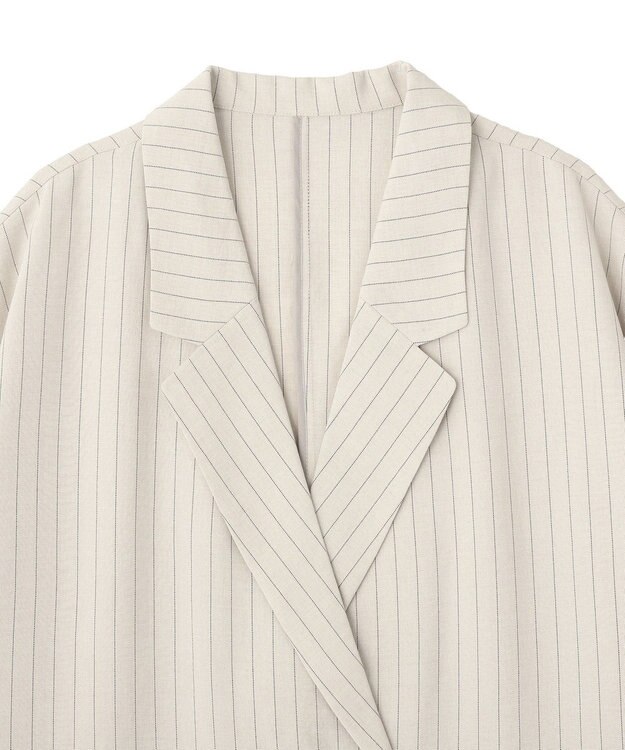 earth music&ecology 【セットアップ対応】リネンライクダブルジャケット Stripe Ivory