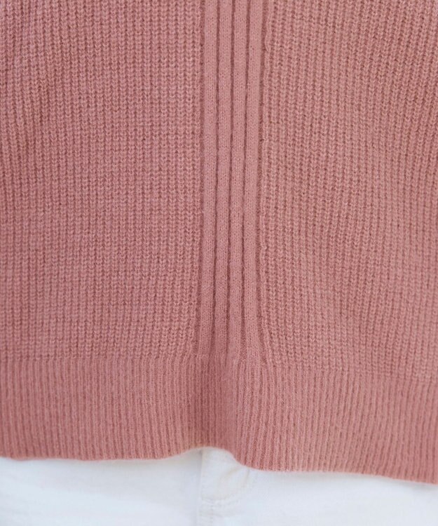 Tiaclasse L 【洗える】Vネック起毛ニットトップス ピンク