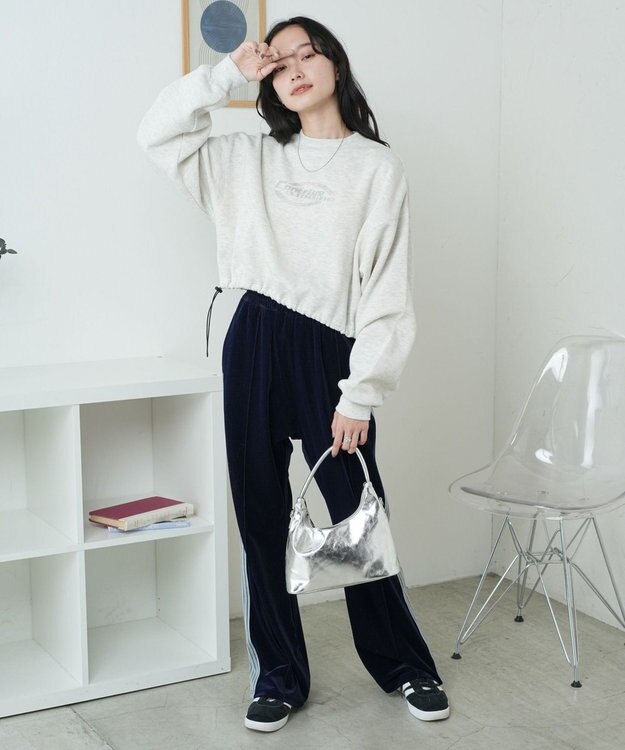 WEGO 裏起毛ドロストショートスウェット 杢グレー