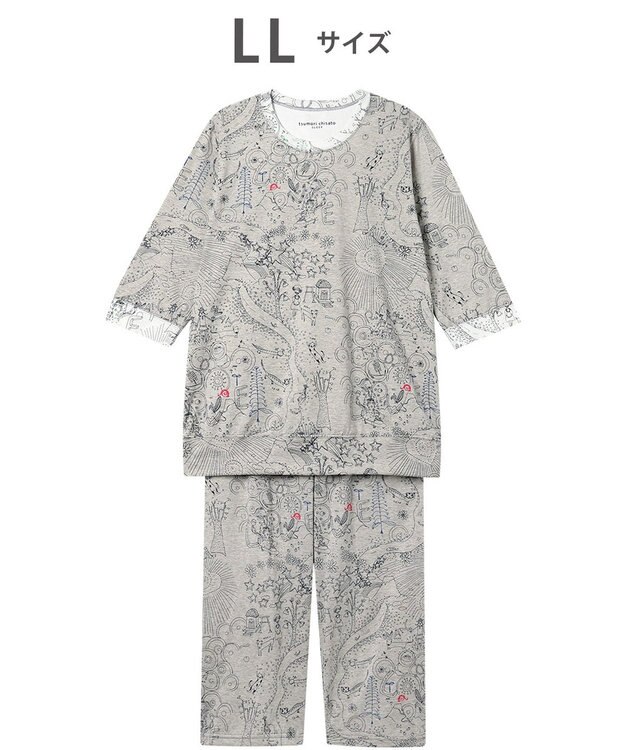 tsumori chisato SLEEP ツモリチサト パジャマ 綿100%(本体) 天竺素材 7分袖 長袖 8分丈 レディース UDT216 /ワコール グレー