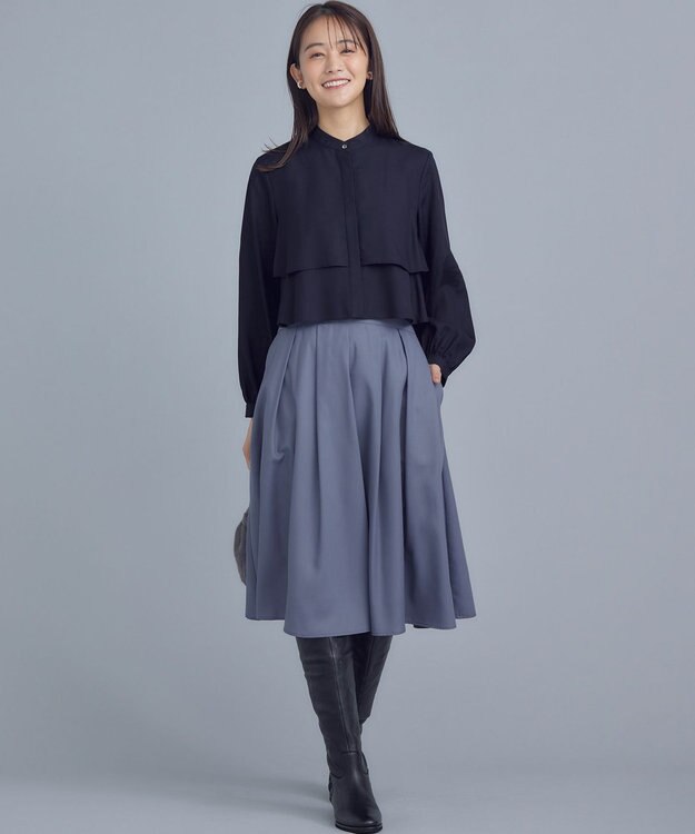 組曲 【WEB限定色あり】フルコーデフリルシャツ ネイビー系