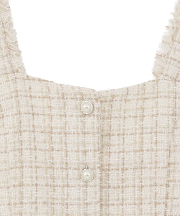 earth music&ecology 【セットアップ可】フリンジツイードビスチェ Ivory