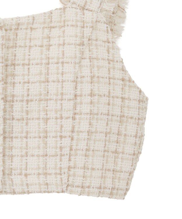 earth music&ecology 【セットアップ可】フリンジツイードビスチェ Ivory