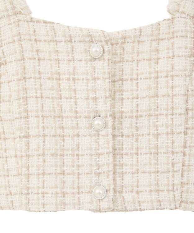 earth music&ecology 【セットアップ可】フリンジツイードビスチェ Ivory