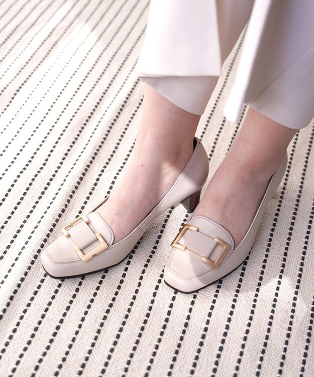 Pointer 日本製 本革バックルパンプス トープ