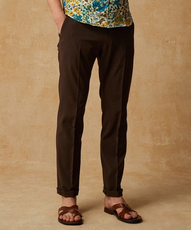 JOSEPH ABBOUD 夏パンツ【キングサイズ・洗える・ウエストも伸びる!/軽量/清涼/ストレッチ】ハイツイストドライストレッチパンツ ダークブラウン系