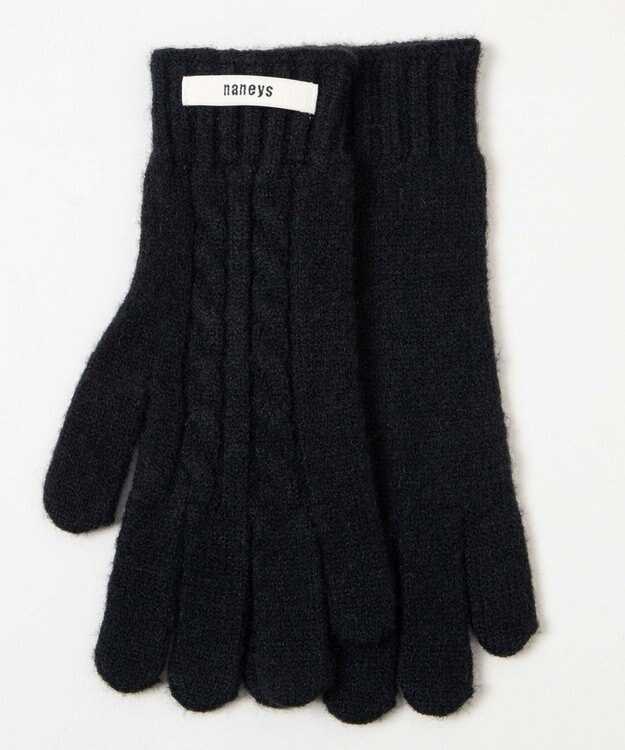 WEGO ケーブル編みグローブ ブラック