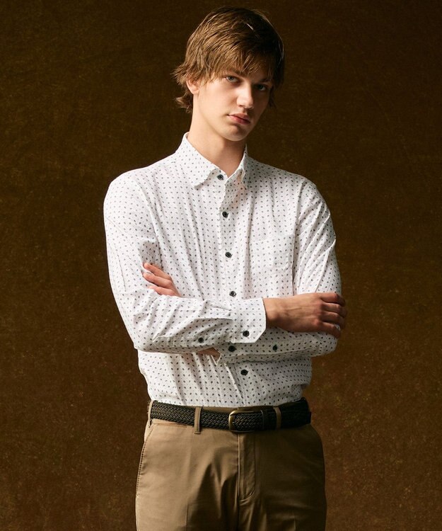 JOSEPH ABBOUD 【キングサイズ・オーガニックコットン使用・自然なストレッチ性】JOE COTTON ストレッチオックスペイズリー シャツ ホワイト系5