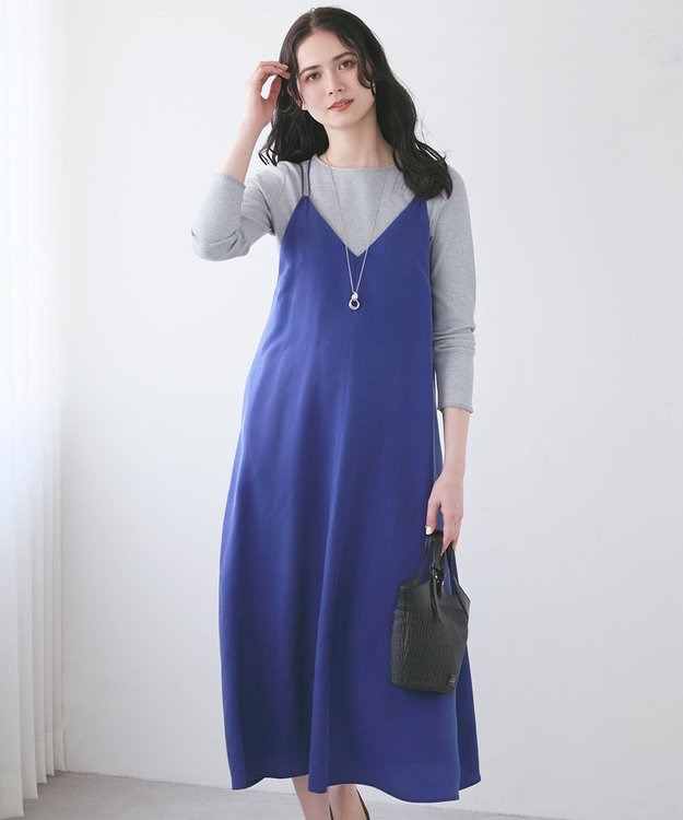 23区 【SLOW/一部店舗限定】キュプラフィブリルクロス キャミ ワンピース ブルー系
