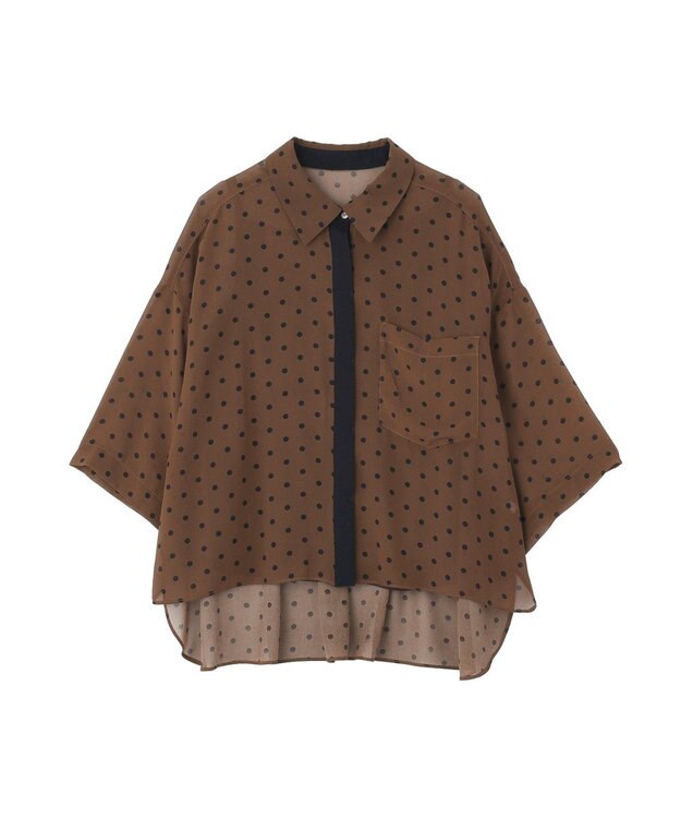 YECCA VECCA 【2点SET】キャミ付きシアードットシャツ Brown