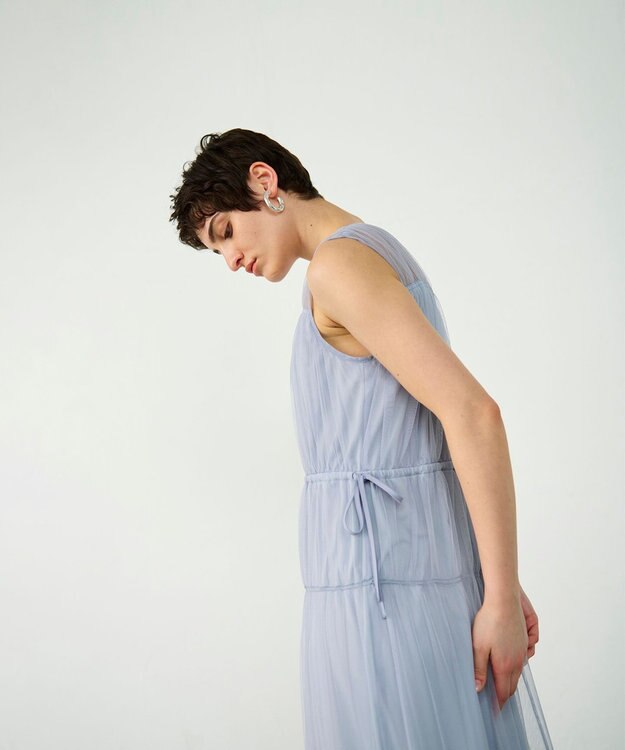 GRACE CONTINENTAL チュールティアードワンピース グレー