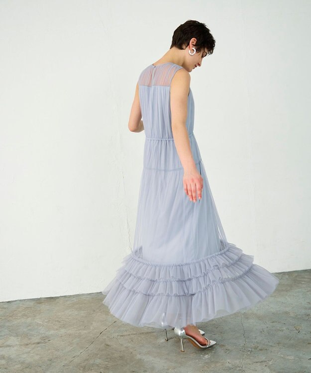 GRACE CONTINENTAL チュールティアードワンピース グレー