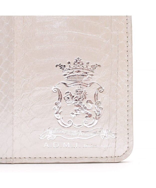 A.D.M.J. 【スワロフスキー×スネークレザー】アールデコスリムウォレット WHITE PEARLIZED