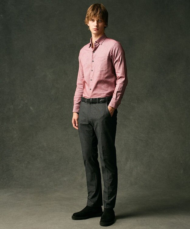 JOSEPH ABBOUD 【キングサイズ・オーガニックコットン使用・自然なストレッチ性】JOE COTTON ストレッチオックスペイズリー シャツ ワイン系5