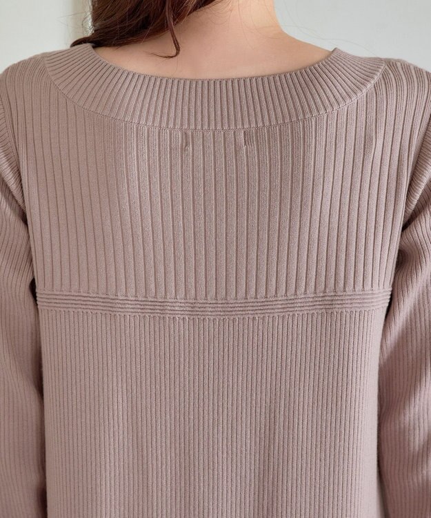 Tiaclasse L 【洗える】リブ切替デザインニットワンピース モカ