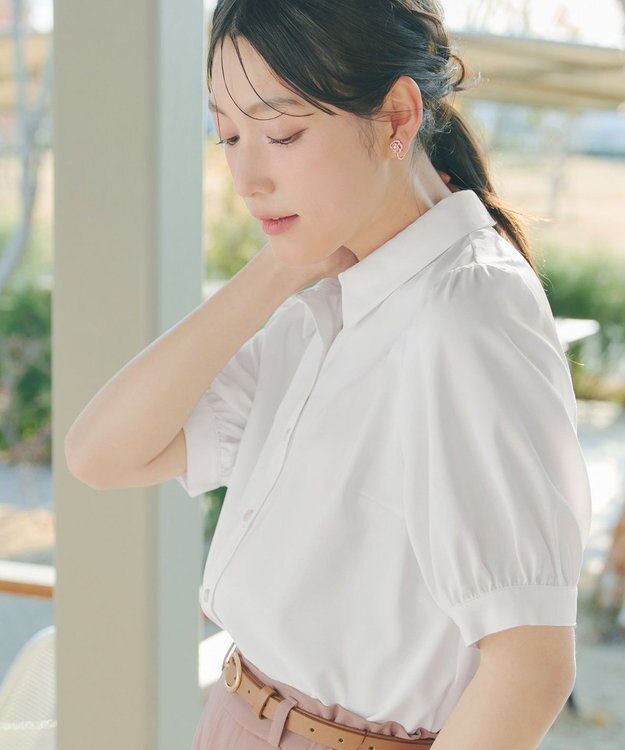 Tiaclasse L 【新色追加】パフスリーブシャツブラウス オフホワイト