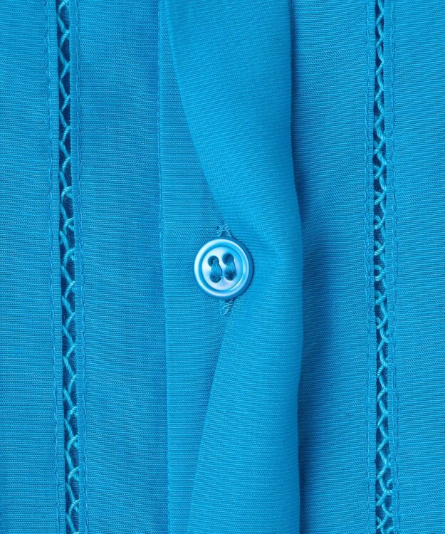 ICB L 【先行予約】リネンスラブローン バンドカラーデザインシャツ ターコイズ