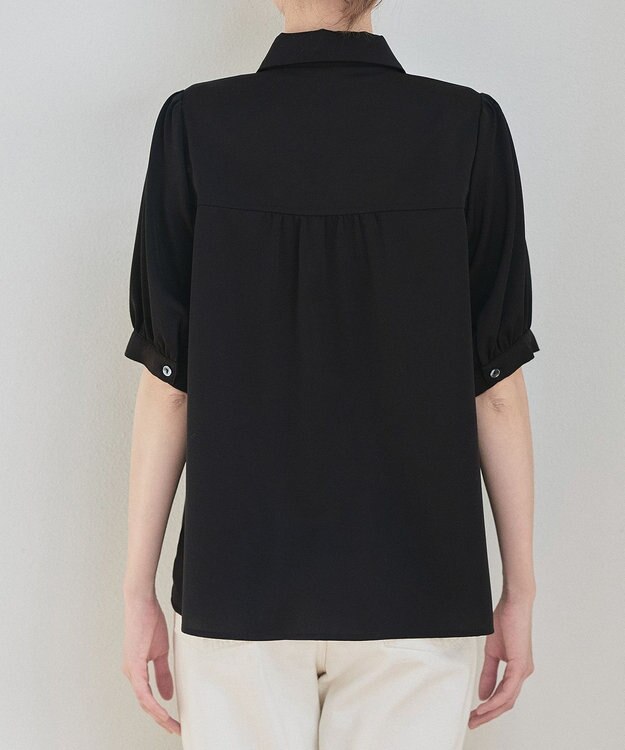 Tiaclasse L 【新色追加】パフスリーブシャツブラウス ブラック