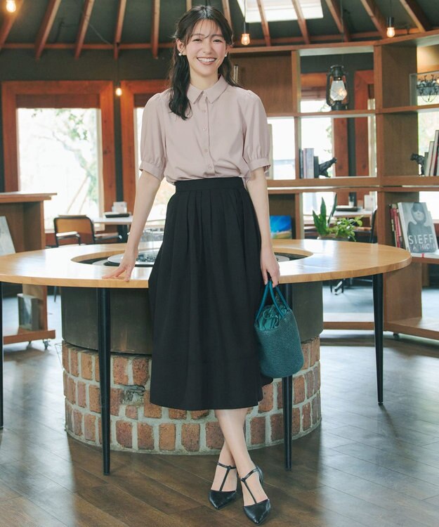 Tiaclasse 【新色追加】パフスリーブシャツブラウス グレージュ