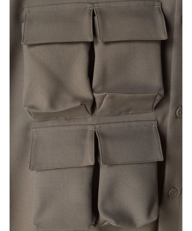 CRAFT STANDARD BOUTIQUE ポリエステルツイルポケッタブルシャツ Gray Beige