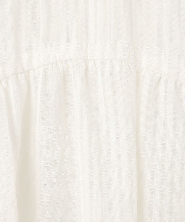 #Newans シアーチェックボリュームワンピース ホワイト