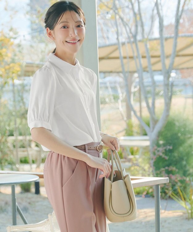 Tiaclasse L 【新色追加】パフスリーブシャツブラウス オフホワイト