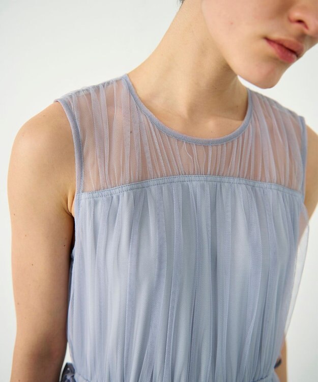 GRACE CONTINENTAL チュールティアードワンピース グレー