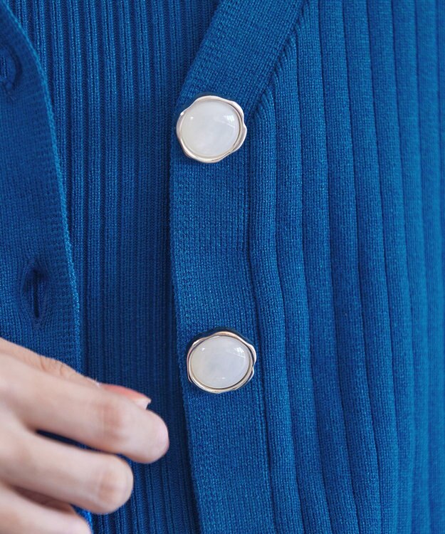 Tiaclasse 【洗える】シェルボタンカーディガン ブルー