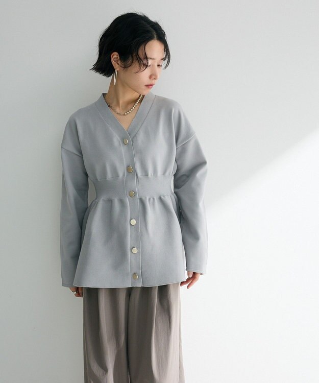 Green Parks ・ＡＮＤＳＥＡＲＣＨ　ペプラムニットカーディガン Light Gray