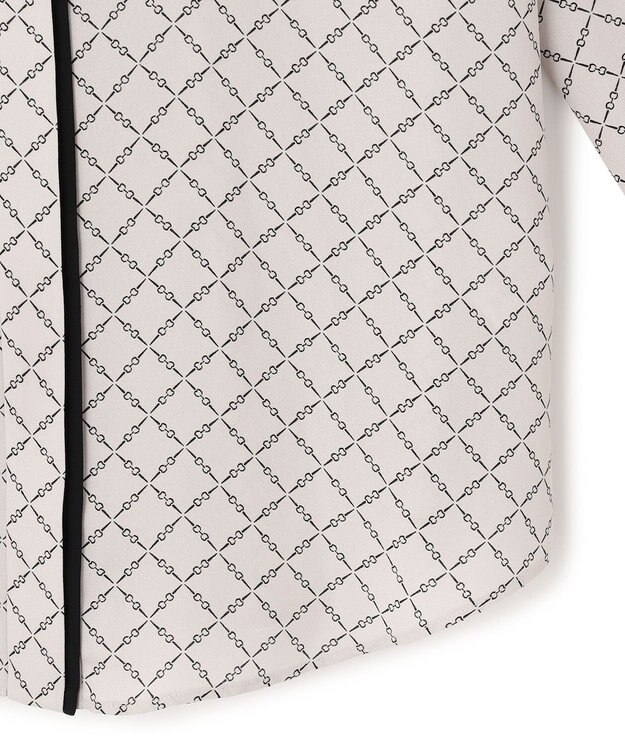 ICB L 【新色追加・WEB限定カラーあり・接触冷感・UVケア・速乾・洗える】BackSatinAmunzen バンドカラーブラウス トープベース×スクエアビット柄系