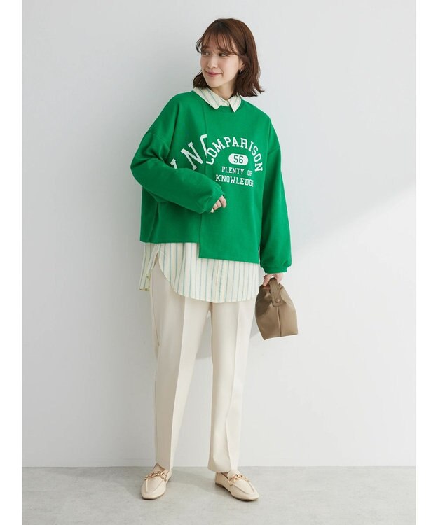Green Parks コットンＵＳＡミニ裏毛リメイク風プルオーバー Green