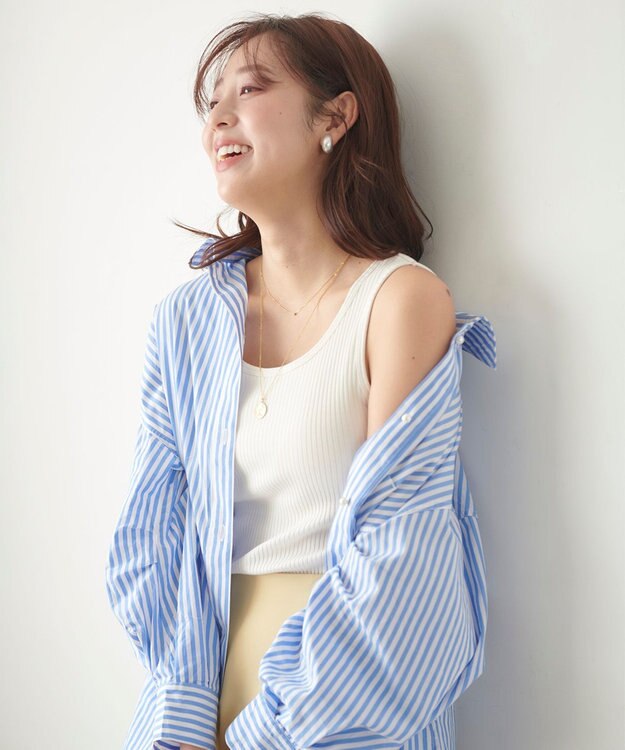 Feroux カップ付きリブ タンクトップ アイボリー系