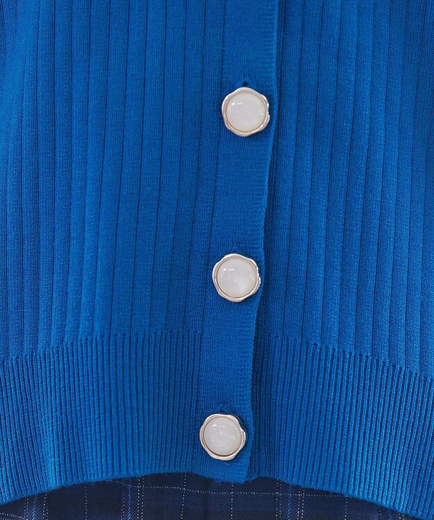 Tiaclasse 【洗える】シェルボタンカーディガン ブルー