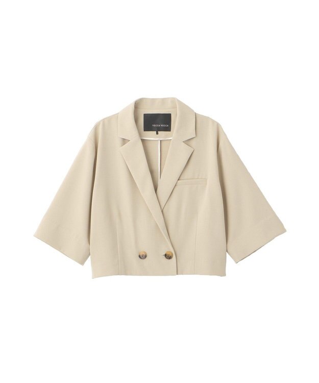 YECCA VECCA ハーフスリーブクロップドジャケット Gray Beige