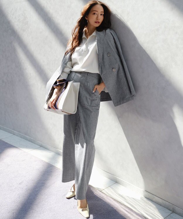 23区 コットンギマ スキッパー ニット ホワイト系