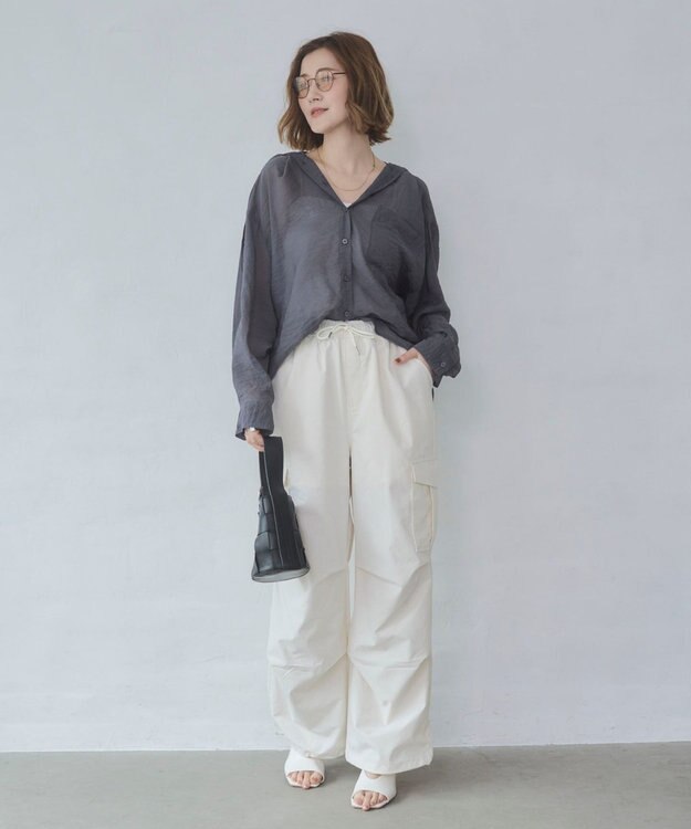 WEGO 【ウエストゴム】イージーパラシュートカーゴパンツ オフホワイト