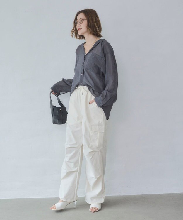 WEGO 【ウエストゴム】イージーパラシュートカーゴパンツ オフホワイト