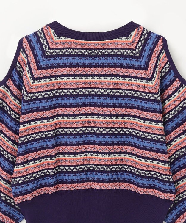 GRACE CONTINENTAL ボーダーパフニットトップ ネイビー