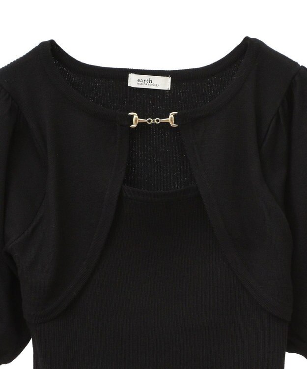 earth music&ecology ビット付きニットプルオーバー Black