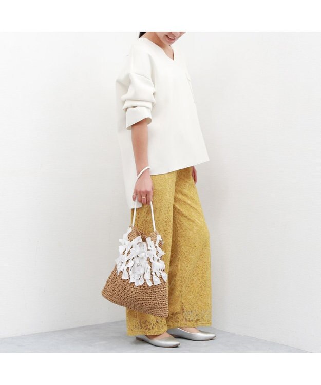 UNBILLION カシュカシュ cachecache / ペーパー手編みリボントート ホワイト