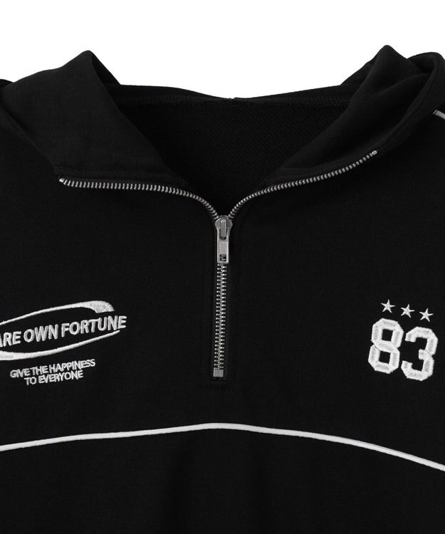 WEGO パイピングハーフジッププルパーカー ブラック