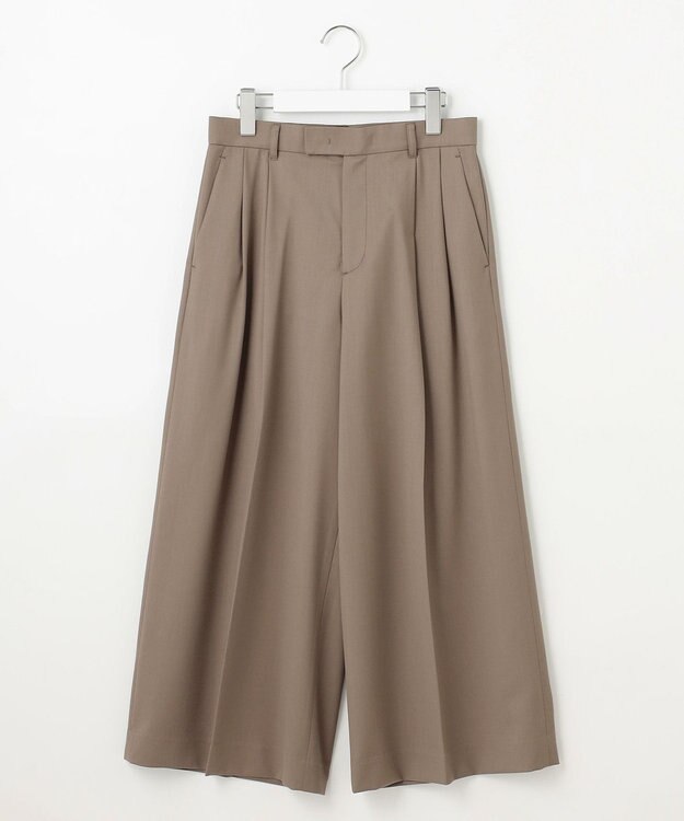 自由区 S 【洗える】TWラチネストレッチワイドクロップド パンツ モカ