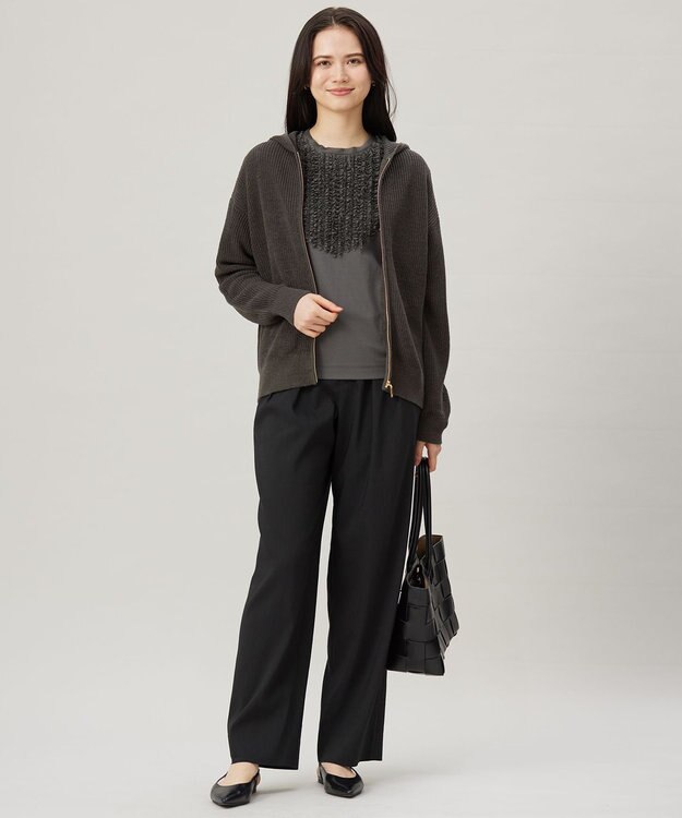 自由区 L 【接触冷感・UVカット・洗える】ベビーフリル Tシャツ スレート