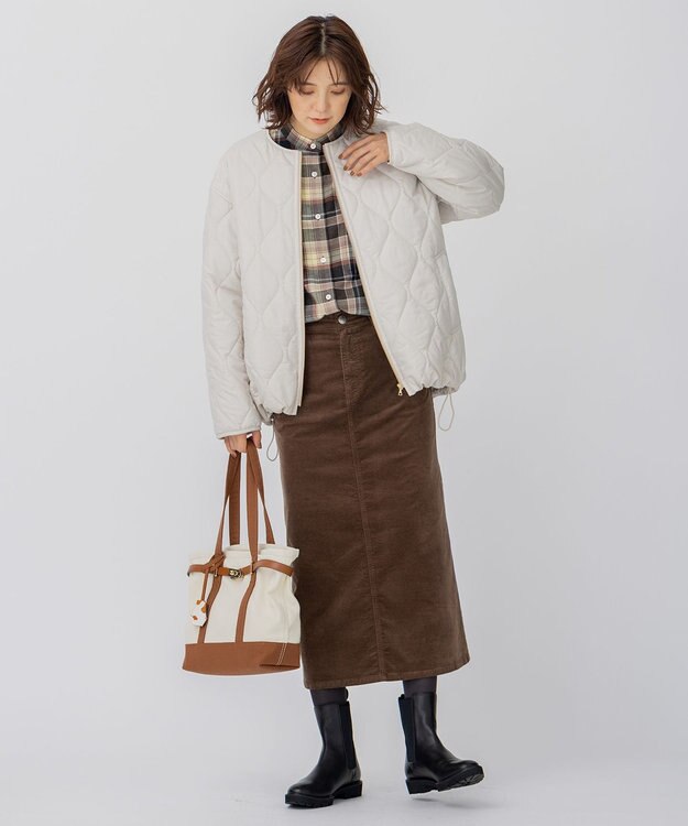 23区 L 【洗える】中綿キルティング ショート ブルゾン ライトベージュ