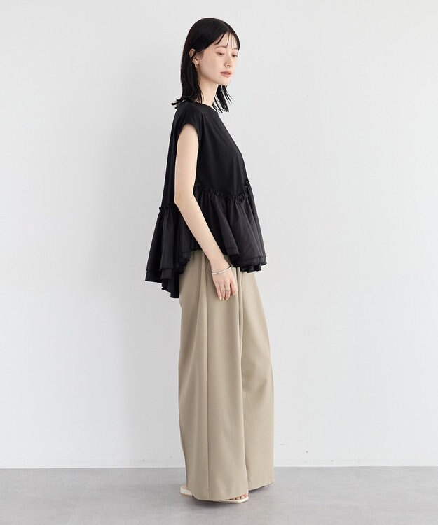 YECCA VECCA アシメペプラムカットソー Black