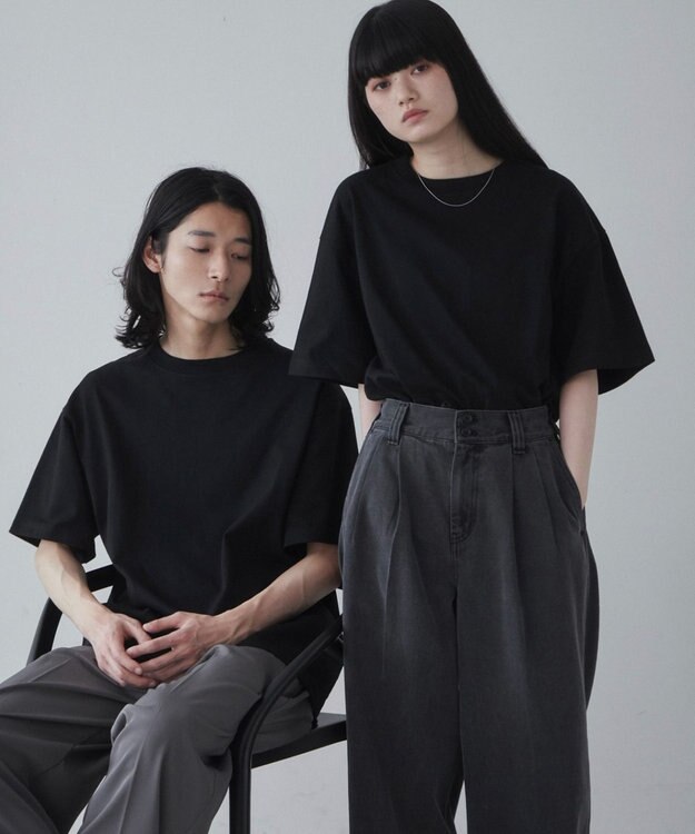 WEGO 【ユニセックス着用アイテム/綿100%/SMLXLサイズ展開】シルキーリッチヘビーコットンT ブラック