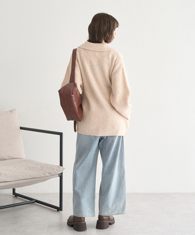 earth music&ecology 襟付きニットアウター Light Beige